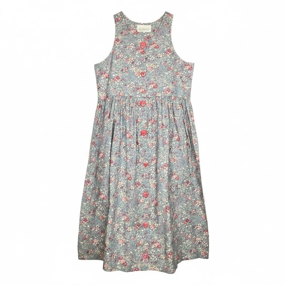 90s ditzy floral print maxi dress heart buttons cottagecore
